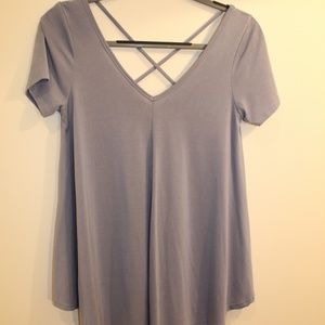 Blue Top with Open Back X Detail